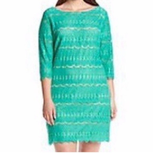 Jessica Howard Green Lace Dress Size 8 Petite - Picture 6 of 6
